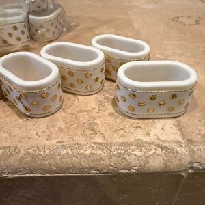 Handcrafted Gold and White Ribbon wrapped Napkin Rings